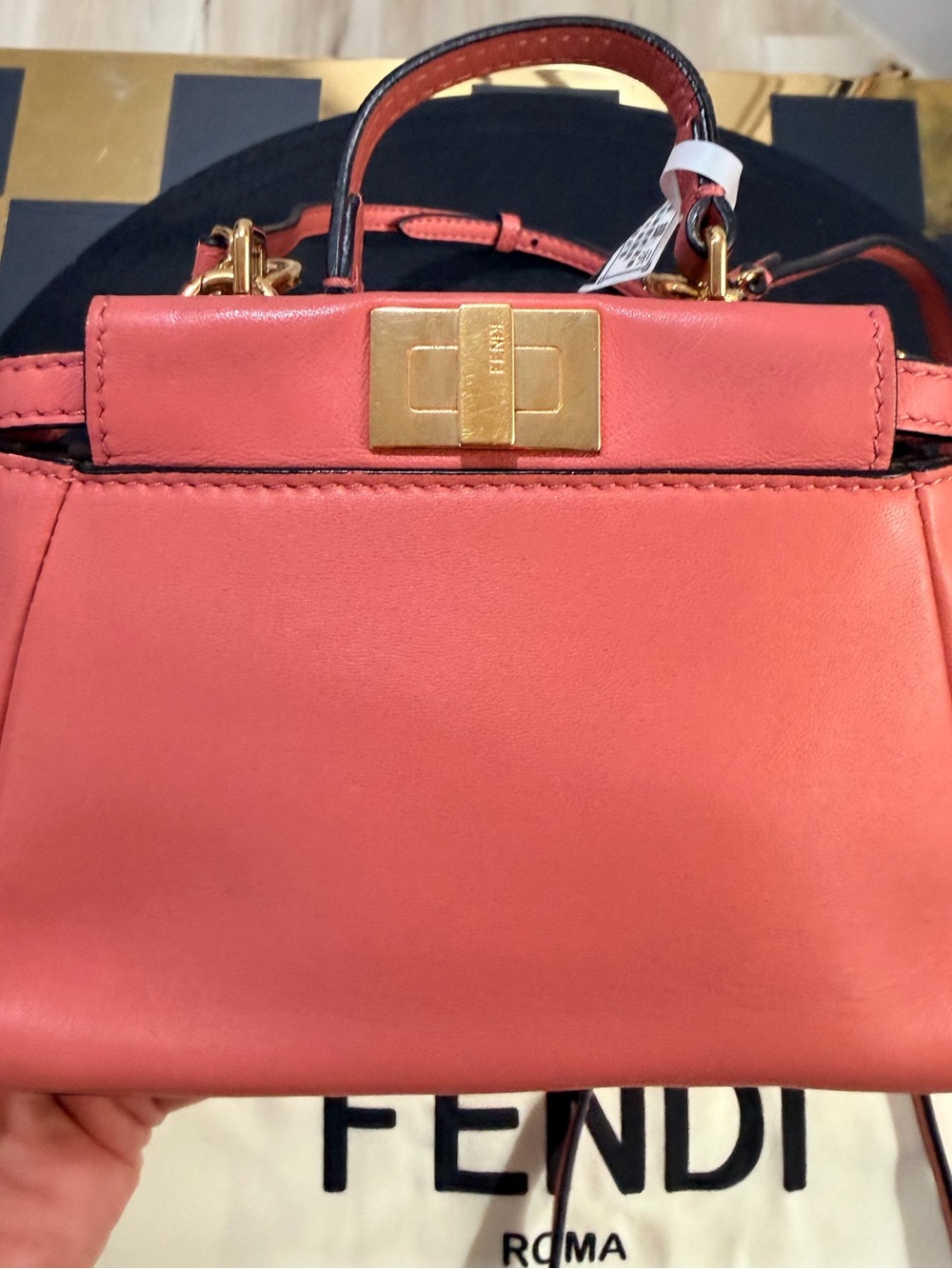 Authentic Fendi Micro Peekaboo Rosa Scuro Nappa Leather COA Dust Bag Card - Picture 3 of 17